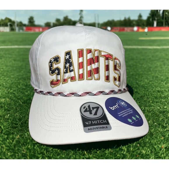 New Orleans Saints ‘47 Brand Hitch White Flag Flutter Rope Brrr Hat Cap OSFA New - Picture 1 of 11